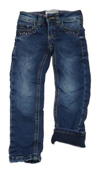 Tmavomodré podšité skinny rifle s kamienkami Review