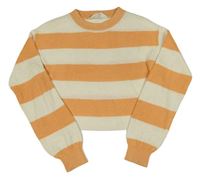Meruňkovo-smotanový pruhovaný crop sveter H&M