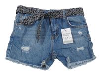 Nové - Modré riflové kraťasy s prošoupáním a páskem Denim Co.