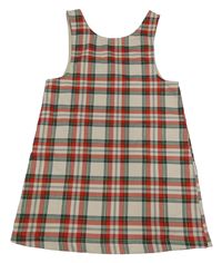 Béžovo-červeno-zelené kockované trblietavé šaty H&M
