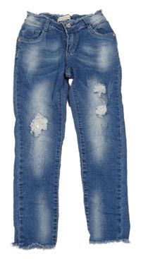Modré skinny rifle s prošoupáním a flitry
