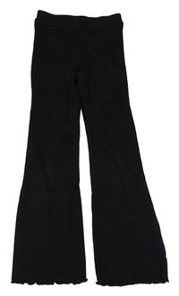 Černé žebrované flare legíny H&M