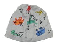 Šedá čepice s dinosaury