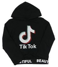 Čierna ľahká mikina s TikTok a kapucňou