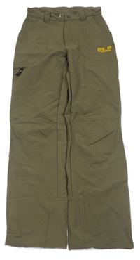 Khaki softshellové kalhoty s logem Jack Wolfskin