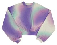 Fialovo-zelená vzorovaná crop mikina H&M