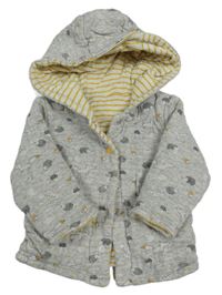 Sivá zateplená prepínaci mikina so zvířaty a kapucňou