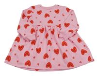 Růžové teplákové šaty s červenými srdíčky F&F