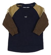 Tmavomodro-hnedá mikina s výšivkou Next