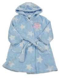 Svetlomodrý chlpatý župan s hviezdami a Peppou a kapucňou George