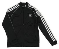 Černá sportovní propínací mikina s logem a pruhy Adidas