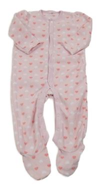 Světlerůžový fleecový overal se srdíčky F&F