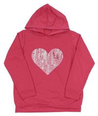 Ružová ľahká mikina so srdcem a kapucňou