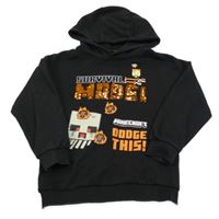 Černá mikina s Minecraft z flitrů a kapucí Tu