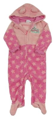 Růžová chlupatá kombinéza s hvězdami a kapucí Disney