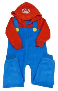 Modro-červená chlpatá kombinéza s kapucí - Mario