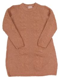 Starorůžové vzorované pletené šaty 