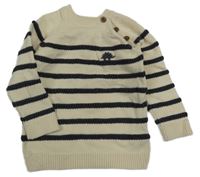 Smetanovo-šedý pruhovaný lehký svetr s dinem F&F