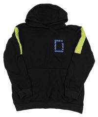 Černá mikina se zeleným pruhem a kapucí Pep&Co