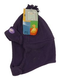 Nové - fialová fleecová čepice na zapínání 