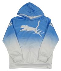 Bielo-modrá športová mikina s leopardom a kapucňou