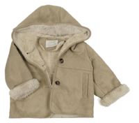 Béžový semišový zateplený kabátek s kapucí Zara