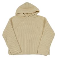 Smetanový pletený svetr s kapucí Zara