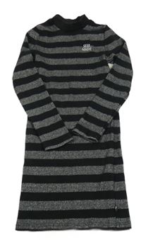 Čierno-strieborné pruhované rebrované šaty we