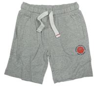 Sivé melírované kraťasy s potlačou