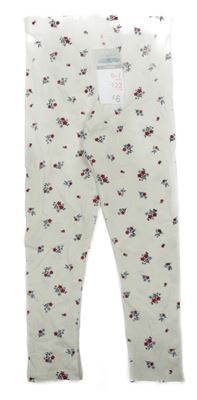 Nové - Biele kvetované legíny Primark