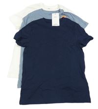 Nové - 3x tričko - bílé + šedomodré + tmavomodré M&S