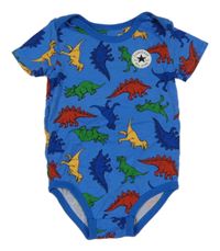 Nové - modré body s barevnými dinosaury Converse