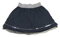 Tmavomodro-strieborná tepláková kolová sukňa kids