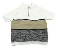 Bielo-béžovo-melírovaný sveter so zipsom River Island