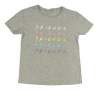 Sivé melírované tričko s nápisy - Friends Primark
