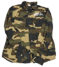 Kaki-čierno-hnedá army rifľová košeľová bunda zn. Chapter young