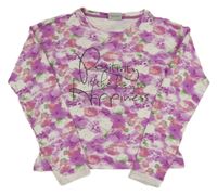 Bielo-fialovo-ružové kvetované crop tričko s nápisom Yigga