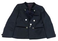 Tmavomodré vlněné sako se sametovými prvky 