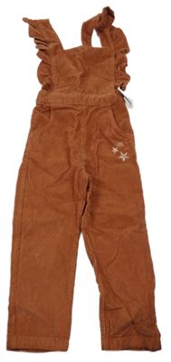 Nové - Hnedé na traké manšestráky s hviezdami a volánikmi MANOR