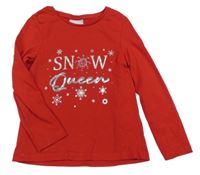 Červené tričko s nápisom a vločkami Matalan