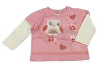 Růžovo-smetanové triko se sovou Cherokee