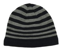 Tmavomodro-šedá pruhovaná čepice Tchibo