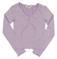 Lila crop triko s mašlí H&M