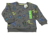 Nové - Antracitová mikina s obrázkami Primark