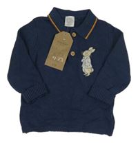 Nové - Tmavomodrý sveter s králikom Tu