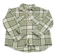 Khaki-smetanová kostkovaná košilová flaušová bunda C&A