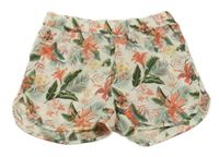 Béžovo-zeleno-ružové kvetované ľahké kraťasy Name it