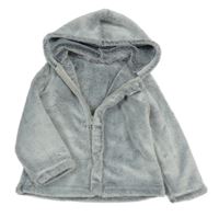 Svetlosivá prepínaci plyšová mikina s kapucňou