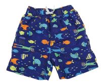 Tmavomodré plážové kraťasy s podmořským světem St. Bernard