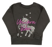 Antracitová mikina s jednorožcom Primark